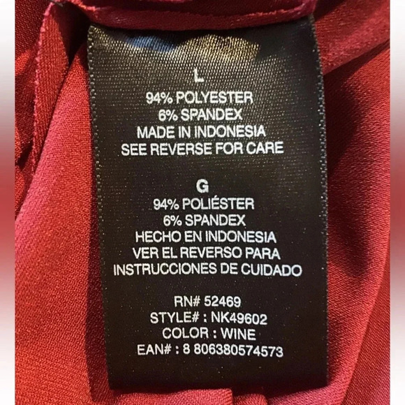 Norma‎ Kamali Burgundy Jersey Knit Tie Waist Dress Womens Size Large (509) - Picture 7 of 7